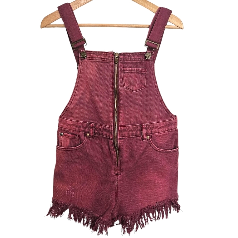 pistola Burgundy Denim Overall Shorts